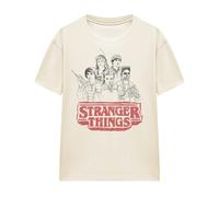 Stranger Things Womens Group Sketch Logo T-Shirt - Natural - Natural - L