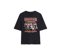 Stranger Things Women's Hawkins Heroes Group 1987 Oversized T-Shirt, Black | Size: Small Stranger Things Black S