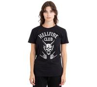 Stranger Things Women's Hellfire Club Bones Ladies T Shirt, Black, L
