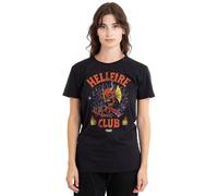 Stranger Things Women's Hellfire Club Classic Metal Ladies T Shirt, Black, S