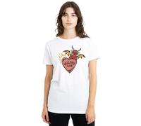 Stranger Things Women's Hellfire Club Heart Ladies T Shirt, White, L
