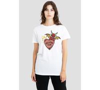 Stranger Things Women's Hellfire Club Heart T-Shirt, White | Size: Medium Stranger Things White M