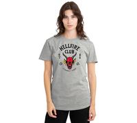 Stranger Things Women's Hellfire Club Ladies T Shirt, Athletic Heather, XL
