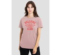 Stranger Things Women's Hellfire Club Tonal Devil T-Shirt, Pink | Size: Large Stranger Things Pink L