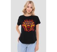 Stranger Things Women's Hellfire Flames Fashion T-Shirt, Black | Size: XL Stranger Things Black XL