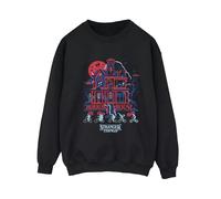 Stranger Things Womens Horror House Sweatshirt - Black - Black - S