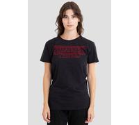 Stranger Things Women's Outline Logo T-Shirt, Black | Size: XL Stranger Things Black XL