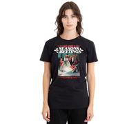 Stranger Things Women's Seasons Greetings Snowman Christmas Ladies T Shirt, Black, L