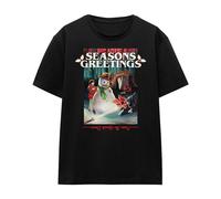 Stranger Things Womens Seasons Greetings Snowman T-Shirt - Black - Black - S