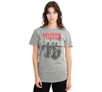 Stranger Things Women's Silhouette Forest Logo Ladies T Shirt, Athletic Heather, L