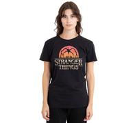 Stranger Things Womens Sunset Logo Ladies Shirt, Black, Black, M UK
