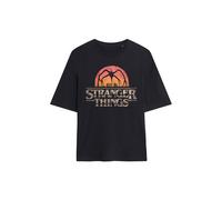 Stranger Things Women's Sunset Logo Oversized T-Shirt, Black | Size: 2XL Stranger Things Black 2XL