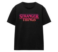 Stranger Things Womens Sunset Logo T-Shirt - Black - Black - M