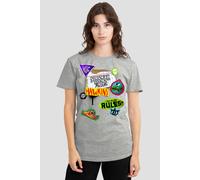 Stranger Things Women's Tales From 85 Scrapbook Icons T-Shirt, Athl Heather in Light Grey | Size: Large Stranger Things Light Grey L