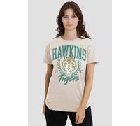 Stranger Things Women's Tiger Laurel T-Shirt, Natural in Beige | Size: XL Stranger Things Beige XL