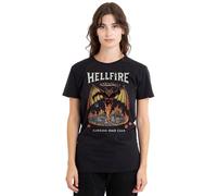 Stranger Things Women's Vintage Hawkins High Hellfire Ladies T Shirt, Black, M