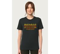 Stranger Things Women's Yellow Flame Logo Relaxed Fit T-Shirt in Black | Size: Small Stranger Things Black S
