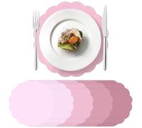 Stranthother 120 Pcs Round Dusty Pink Paper Placemats 13.5 Inch Scalloped Disposable Place Mats Doilies Table Place Mats Tea Party Paper Placemats for Birthday Wedding Banquet Party