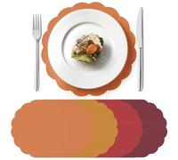 Stranthother 120 Pcs Round Fall Color Paper Placemats 13.5 Inch Scalloped Disposable Place Mats Doilies Table Place Mats Tea Party Paper Placemats for Birthday Wedding Banquet Party