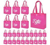 Stranthother 50Pcs Pink Breast Cancer Awareness Gift Bags Bulk Pink Ribbon Reusable Fabric With Handles Party Supplies Accessories Fight Gifts Activities Favors Items Volunteer Souvenir Inspirational