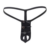 Strap Brief Mens Personality Fashion Casual Sexy Mini Thong Underwear Hole Opening Binding Type T Pants Beef Valentines (Black, One Size)