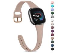 Strap compatible for Fitbit Versa 3 Straps/Sense/Sense 2 Strap for Women Men, Soft Slim Thin Silicone Replacement Band Wristband Watchband for Fitbit Versa 4 (Milk tea)