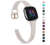 Strap compatible for Fitbit Versa 3 Straps/Sense/Sense 2 Strap for Women Men, Soft Slim Thin Silicone Replacement Band Wristband Watchband for Fitbit Versa 4 (Spark light)