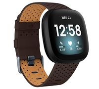 Strap Compatible with Fitbit Versa 3 / Fitbit Sense Strap Leather, Genuine Leather Replacement bands Compatible with Versa 3, Women Man (Large, Brown)