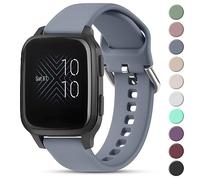 Strap compatible with Garmin Vivoactive 3/3 Music Strap/Venu 2 Plus/Venu SQ/Forerunner 245/645/55, 20mm Adjustable Soft Silicone Replacement Strap (Small for 130mm - 175mm Wrist, Grey Blue)
