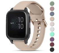 Strap compatible with Garmin Vivoactive 3/3 Music Strap/Venu 2 Plus/Venu SQ/Forerunner 245/645/55, 20mm Adjustable Soft Silicone Replacement Strap (Small for 130mm - 175mm Wrist, Milk Tea)