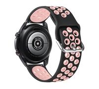 Strap compatible with Samsung Galaxy Watch 3 41mm /Galaxy Watch 42mm/Gear Sport, 22mm Double Color Breathable Adjustable Soft Silicone Replacement Strap Black/Pink