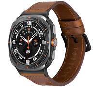 Strap Compatible with Samsung Galaxy Watch Ultra 47 mm, Vintage Leather Watch Straps, Black Buckle, Genuine Leather Strap, Replacement Bands for Men, Leather