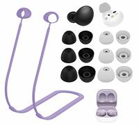 Strap Ear Tips Kit for Galaxy Buds 2 SM-R177, Anti-Lost Soft Silicone Lanyard Neck Rope Cord Leash Gel Eartips Earbuds Skin Accessories Compatible with Samsung Galaxy Buds 2 - Lavender