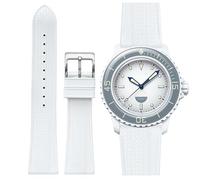 Strap for Blancpain Swatch,Universal 22mm Strap Soft FKM Waterproof Replacement Band for Blancpain x Swatch Fifty Fathoms Men Women Band with Install & Remove Tool Kit (Fit 22mm watch, White)