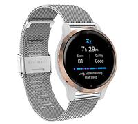 Strap for Garmin Venu 2S, 18mm Stainless Steel Metal Replacement Strap for Vivoactive 4S 40mm, Forerunner 255S, 255S Music, Vivomove 3S, Fossil Women's Q Venture HR Gen 4, Gen 3, Huawei Watch 1