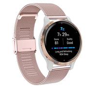 Strap for Garmin Venu 2S, 18mm Stainless Steel Metal Replacement Strap for Vivoactive 4S 40mm, Forerunner 255S, 255S Music, Vivomove 3S, Fossil Women's Q Venture HR Gen 4, Gen 3, Huawei Watch 1