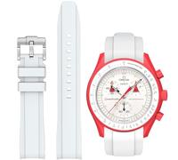 Strap for Omega Swatch Moonwatch,Curved SIlicone Strap Compatible with Omega X Swatch 20mm Watch,Quickly Realese Swatch Omega Moonswatch Watch Replacement No Gap Strap Men Women (White)