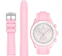 Strap for Omega Swatch Moonwatch,Curved SIlicone Strap Compatible with Omega X Swatch 20mm Watch,Quickly Realese Swatch Omega Moonswatch Watch Replacement No Gap Strap Men Women (Pink)