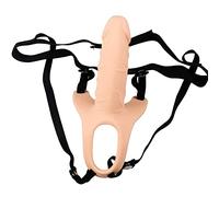 Strap On Dildo - Realistic Hollow Strap On for Pegging - Adjustable Strap with Popper Fastening - Waterproof - Ergonomic Design, Suitable for Men - Flesh - L
