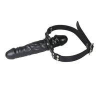 Strap On Face Cock Double Penis Mouth Gag Dildo Adjustable Leather Face Strap On BDSM