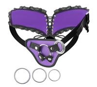 Strap-on Harness Adjustable Adult Sex Toy with 3 Different Sized O-Rings Suction Cup Dildo Compatible Harness,Accommodates up to 59" Waist