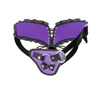 Strap-on Harness Adjustable Universal Adult Sex Toy with 3 Different Sized O-Rings Suction Cup Dildo Compatible Harness, Accommodates up to 59" Waist (Purple)
