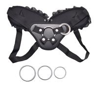 Strap-on Harness Adjustable Universal Adult Sex Toy with 3 Different Sized O-Rings Suction Cup Dildo Compatible Harness, Accommodates up to 59" Waist Black