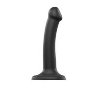 Strap-On-Me Bendable Dildo - Semi-Realistic Sex Toy - Dual Density Silicone - Powerful Suction Cup - Phthalate-Free - Hypoallergenic - Black - Size M