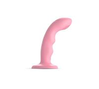 Strap-on-me Tapping Dildo Vibrator Wave - Rechargeable, Harness Compatible, Coral Pink, 6 Inch