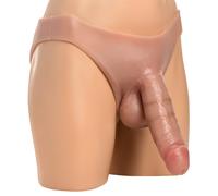 Strap-On - PeggingPerfect™ - RealSkin™ Slip-Style Harness with Hollow Dildo (8 inch)