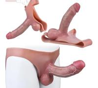Strap-On Realistic Silicone Dildo Panties - 7.5" Hollow Penis Sleeve with Wearable Harness Underwear, Ultra Flexible Strap-On Dildo Hollow Penis Sleeve for Couples Bedroom Play - Adult Sex Toy
