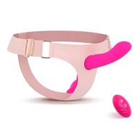 Strap on Vibrating Dildo Sex Toys for Lesbian, Strapless Strapon Vibrator with Harness, Double Ended Dildos with 10 Vibrating Modes for Women Couples Beginner