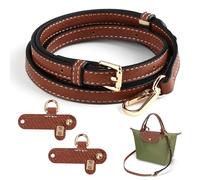 Strap Replacement for Longchamp Le Pliage Bag Organizer with Handle Mini NO Punch Adjustable Buckle Design Suit for Crossbody Handbags Shoulder Purse Small Tote Bag, Leather Brown Width 11mm