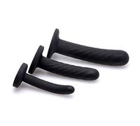 Strap U Trinity Strap-on Silicone 3 Piece Dildo Set, Black